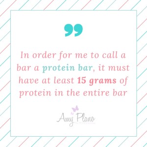 This is an image that states The PCOS dietitian's rule for determining whether or not a bar is really a protein bar or not